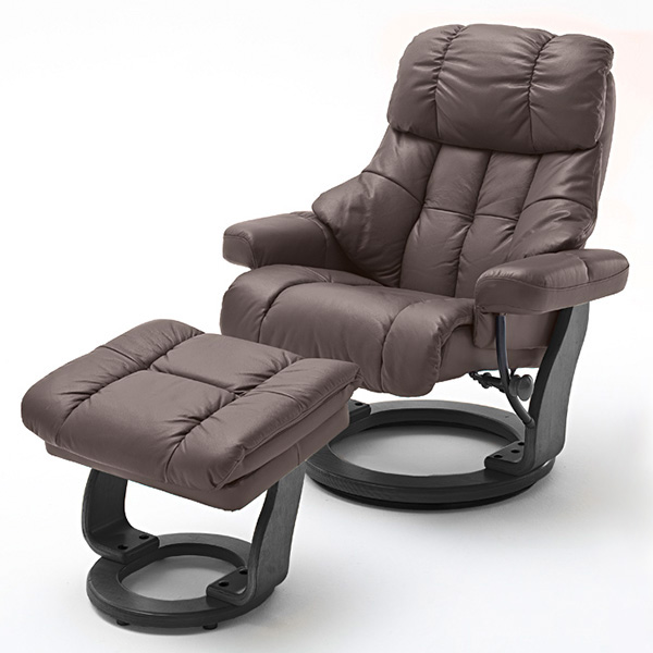 Calgary XXL Fotel relax z podnóżkiem brązowy/czarny